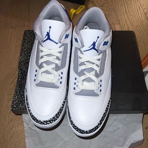 BRAND NEW AIR JORDAN 3 RETRO White/ Racer blue/ Black SIZE 8.5